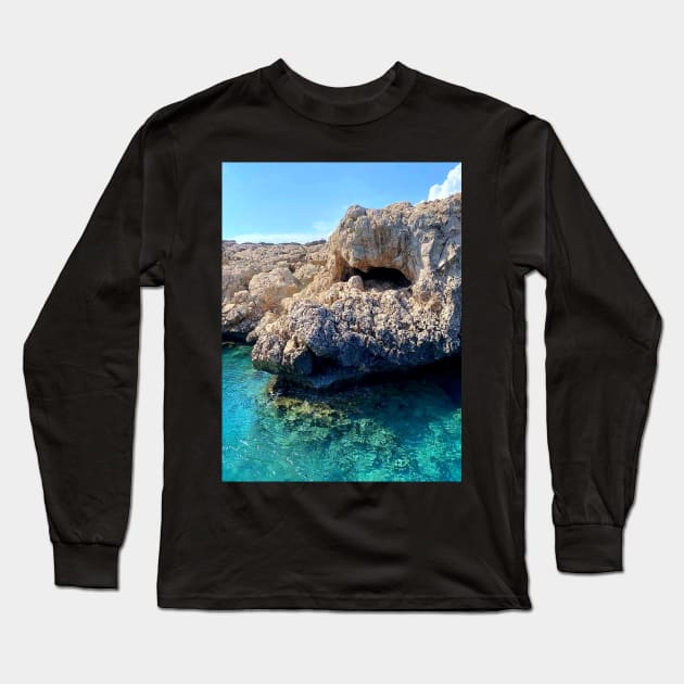 Greek ocean sea diving cave Long Sleeve T-Shirt by LukjanovArt